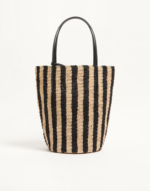 Valentino Garavani Striped Raffia Shopping Bag