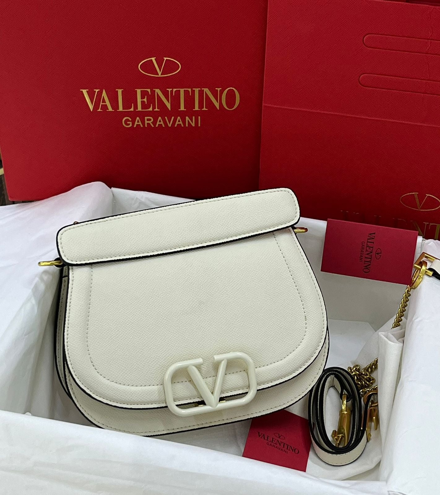 Valentino V-Logo Saddle Crossbody Bag