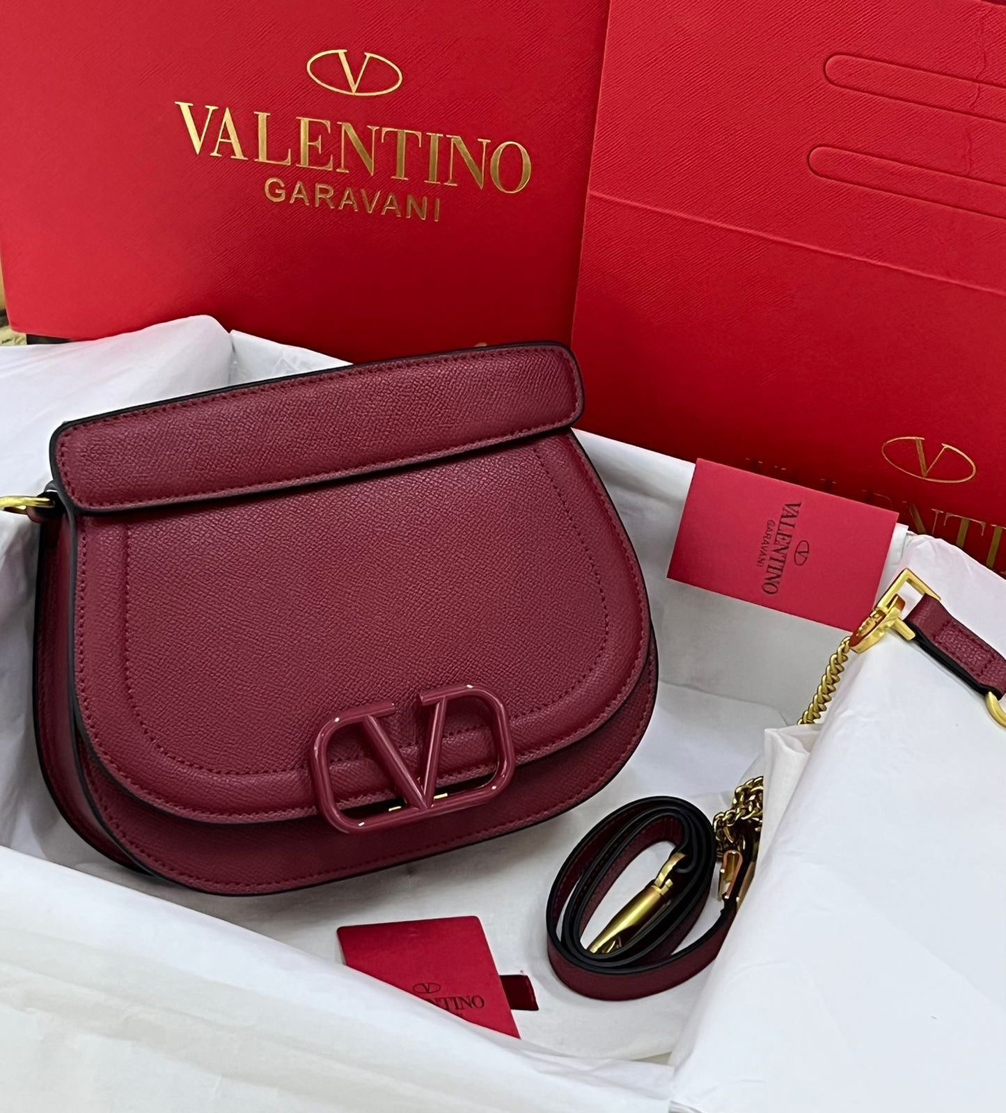Valentino V-Logo Saddle Crossbody Bag
