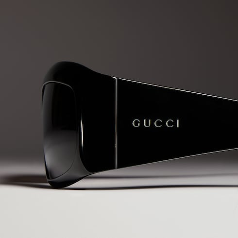 Gucci Rectangular Frame Sunglasses — Black Acetate