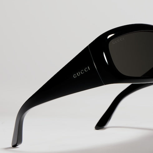 Gucci Rectangular Frame Sunglasses — Black Acetate
