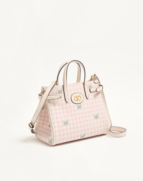 Valentino Garavani Antibes small shopping bag in Vichy Le Chat de La Maison canvas