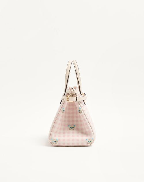 Valentino Garavani Antibes small shopping bag in Vichy Le Chat de La Maison canvas
