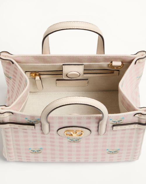 Valentino Garavani Antibes small shopping bag in Vichy Le Chat de La Maison canvas