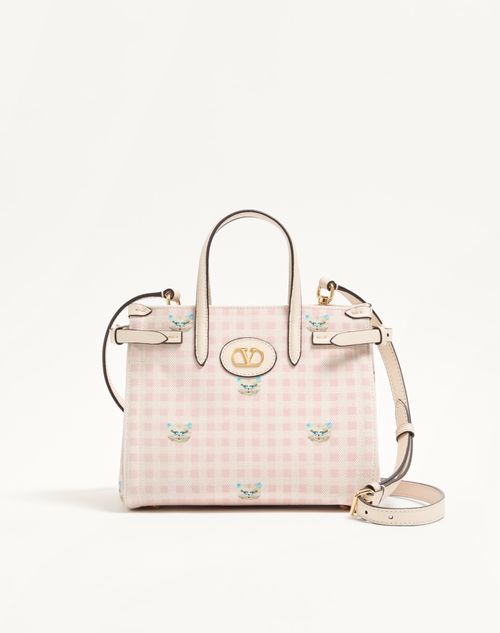 Valentino Garavani Antibes small shopping bag in Vichy Le Chat de La Maison canvas