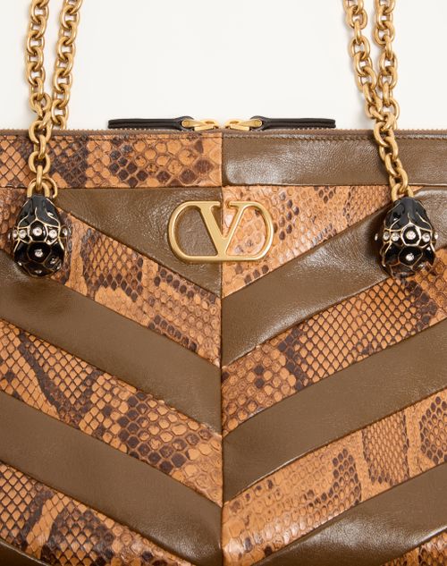 Valentino Garavani Panthea Medium Shoulder Bag In Python And Nappa With Chevron Motif