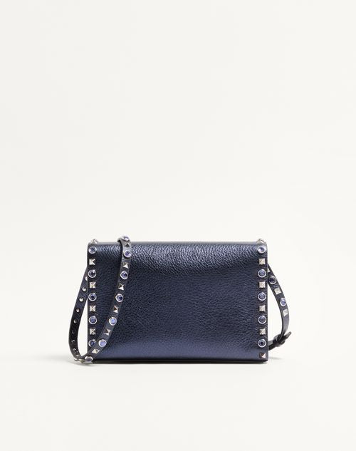 Valentino Garavani Rockstud Small Shoulder Bag In Laminated Calfskin With Cabochon Stones