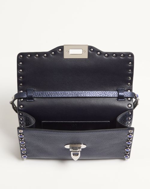 Valentino Garavani Rockstud Small Shoulder Bag In Laminated Calfskin With Cabochon Stones