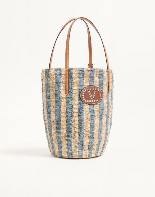 Valentino Garavani Striped Raffia Shopping Bag