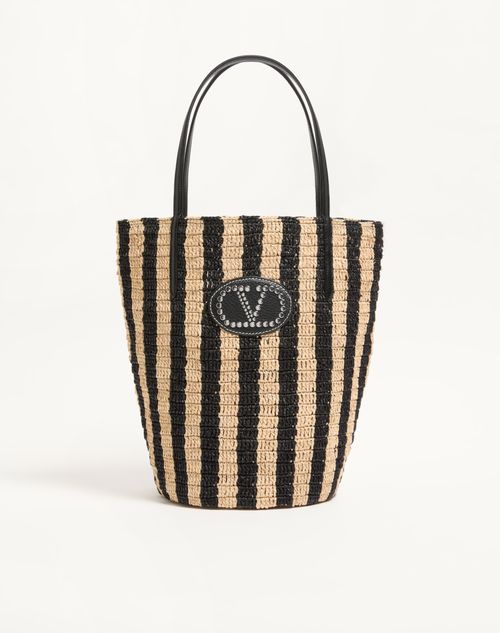 Valentino Garavani Striped Raffia Shopping Bag