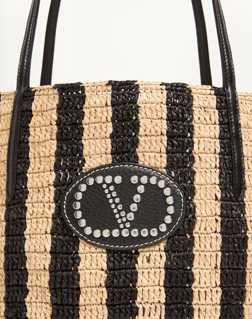 Valentino Garavani Striped Raffia Shopping Bag