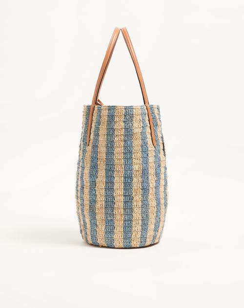Valentino Garavani Striped Raffia Shopping Bag