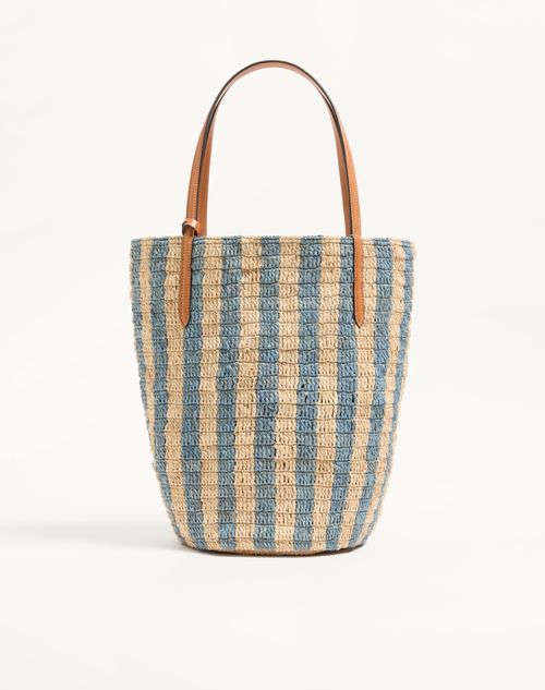 Valentino Garavani Striped Raffia Shopping Bag