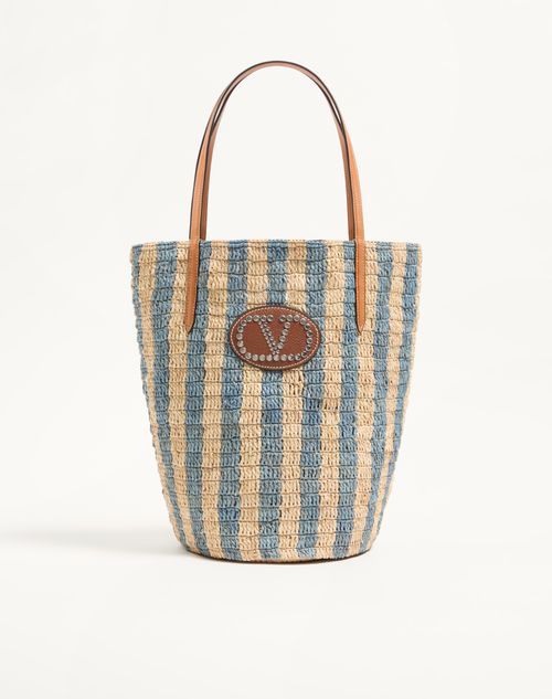 Valentino Garavani Striped Raffia Shopping Bag
