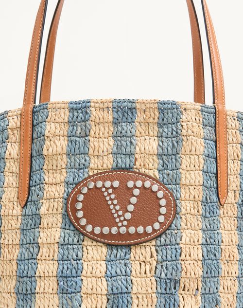 Valentino Garavani Striped Raffia Shopping Bag