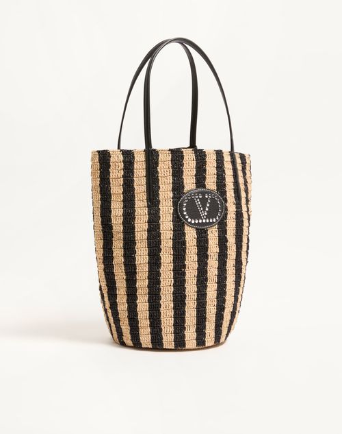 Valentino Garavani Striped Raffia Shopping Bag