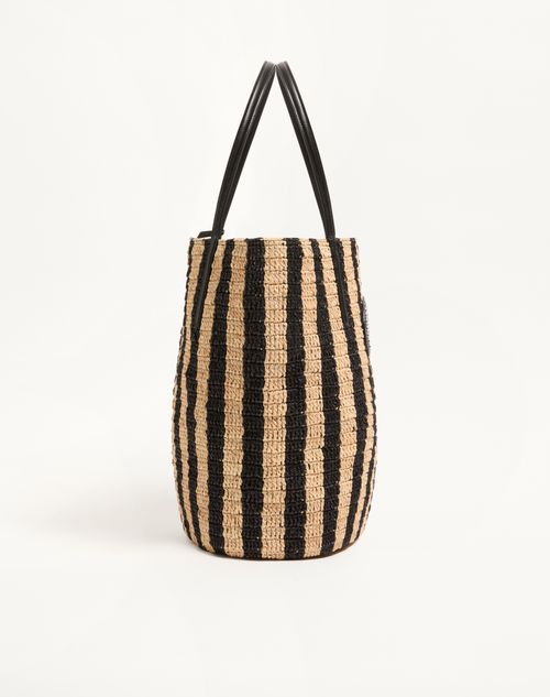 Valentino Garavani Striped Raffia Shopping Bag