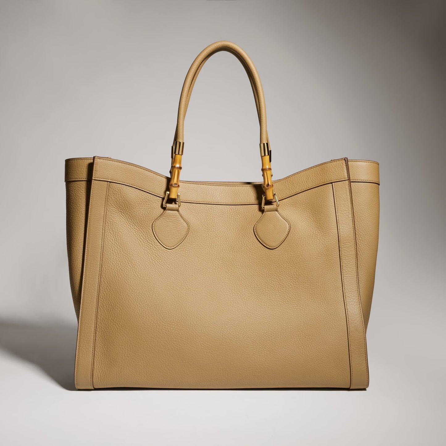 Gucci Bamboo Tote Large — Dark Beige Leather