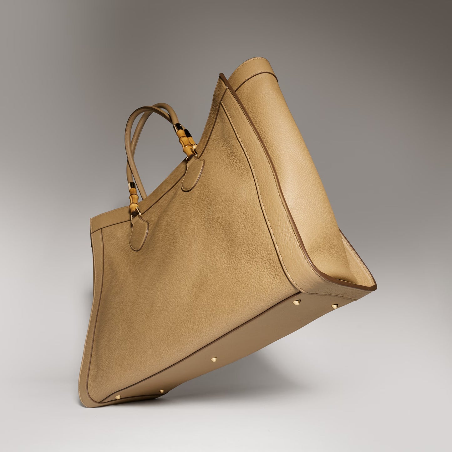 Gucci Bamboo Tote Large — Dark Beige Leather