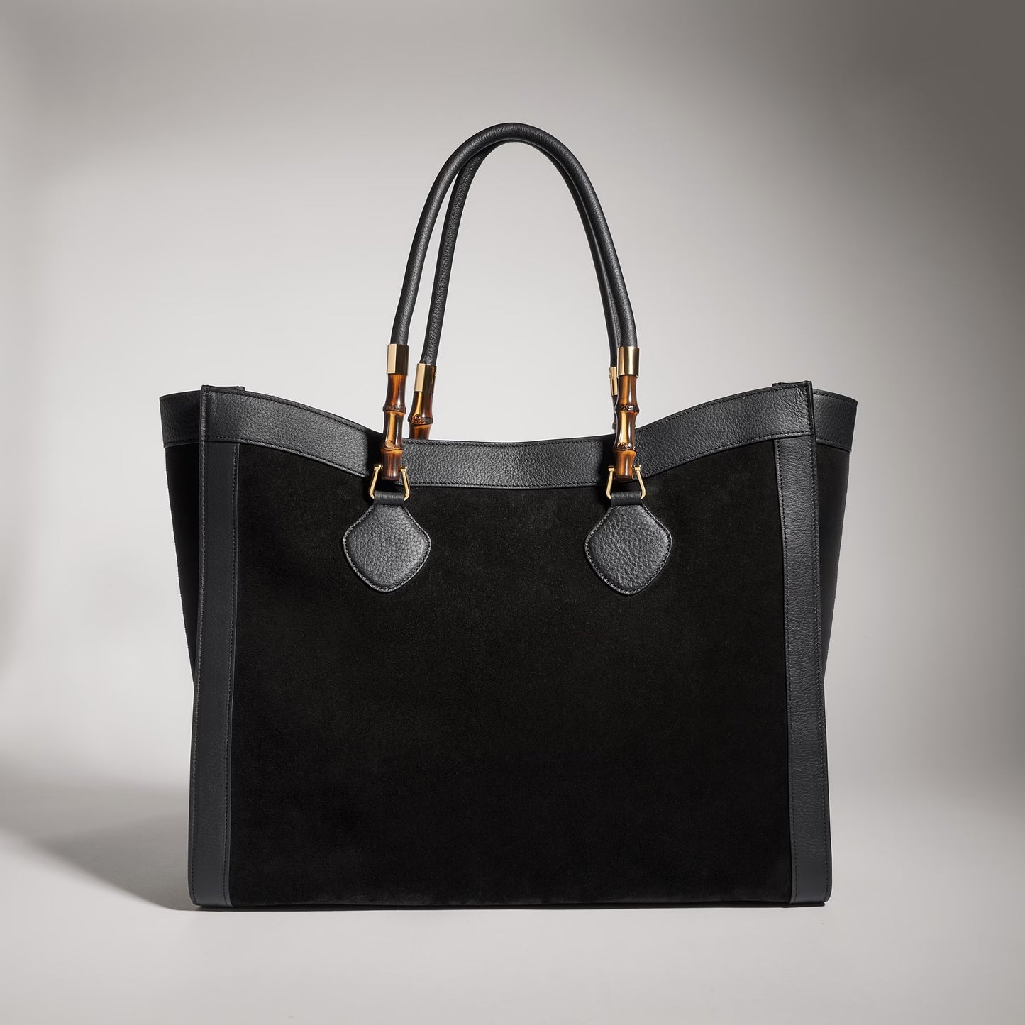 Gucci Bamboo Tote Large — Black Suede