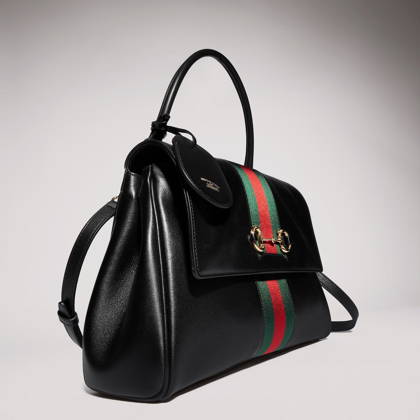 Gucci Paparazzo Medium Top Handle Bag — Black Leather