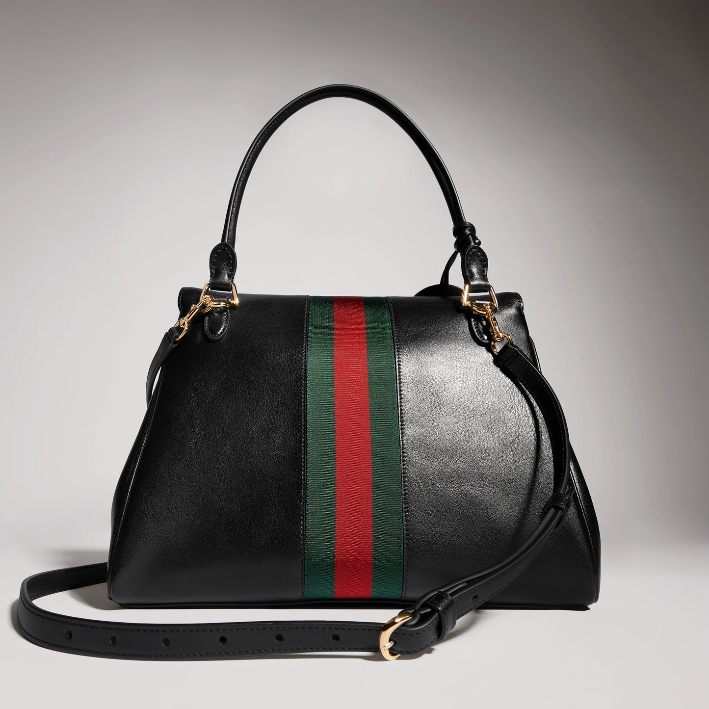 Gucci Paparazzo Medium Top Handle Bag — Black Leather