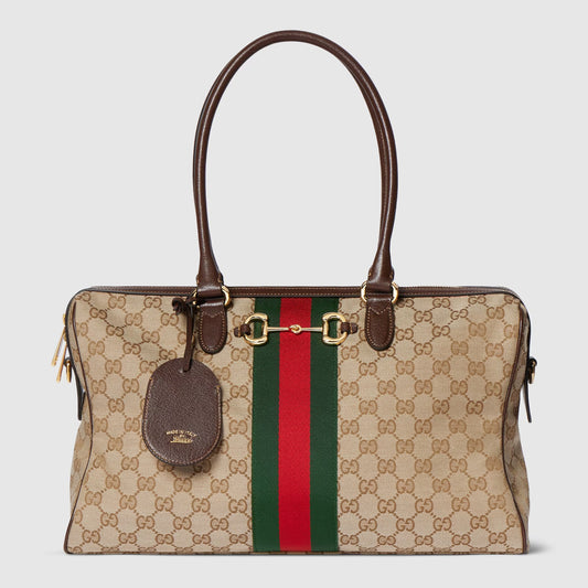 Gucci Web Boston Bag — GG Canvas