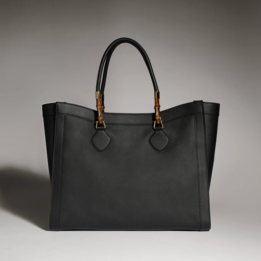 Gucci Bamboo Tote Large — Black Leather