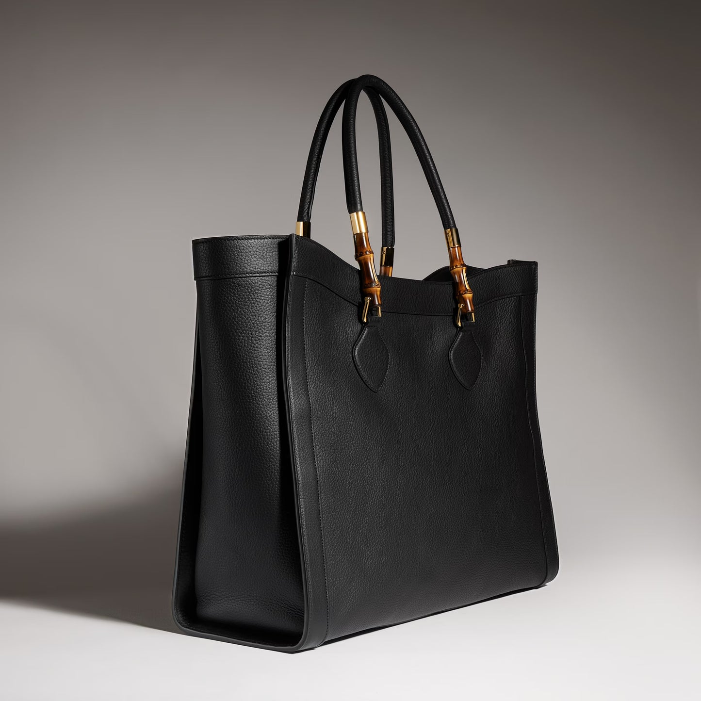 Gucci Bamboo Tote Large — Black Leather