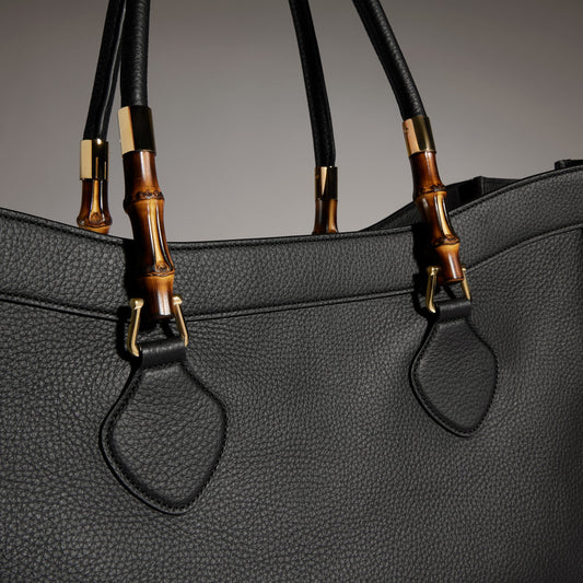 Gucci Bamboo Tote Large — Black Leather