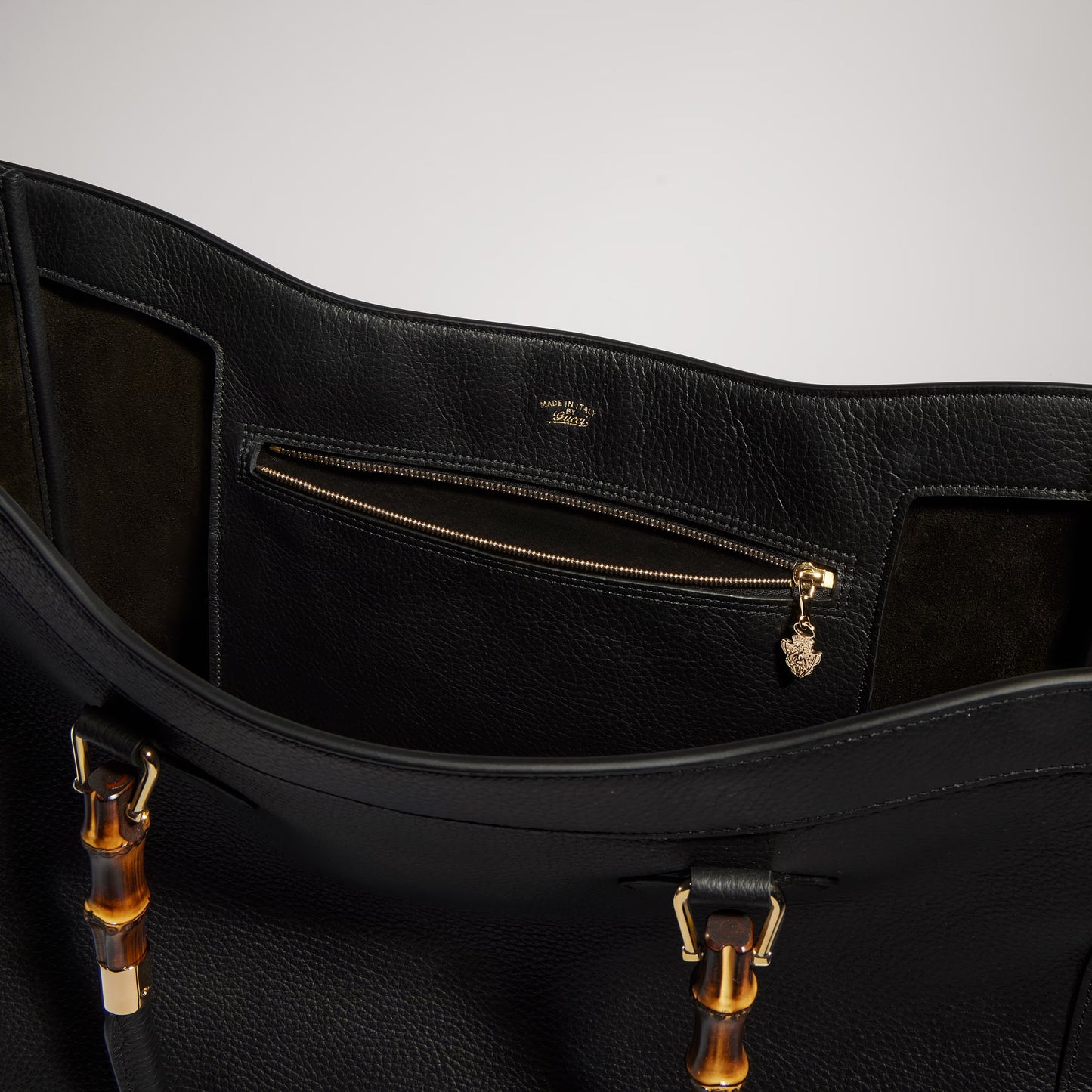 Gucci Bamboo Tote Large — Black Leather
